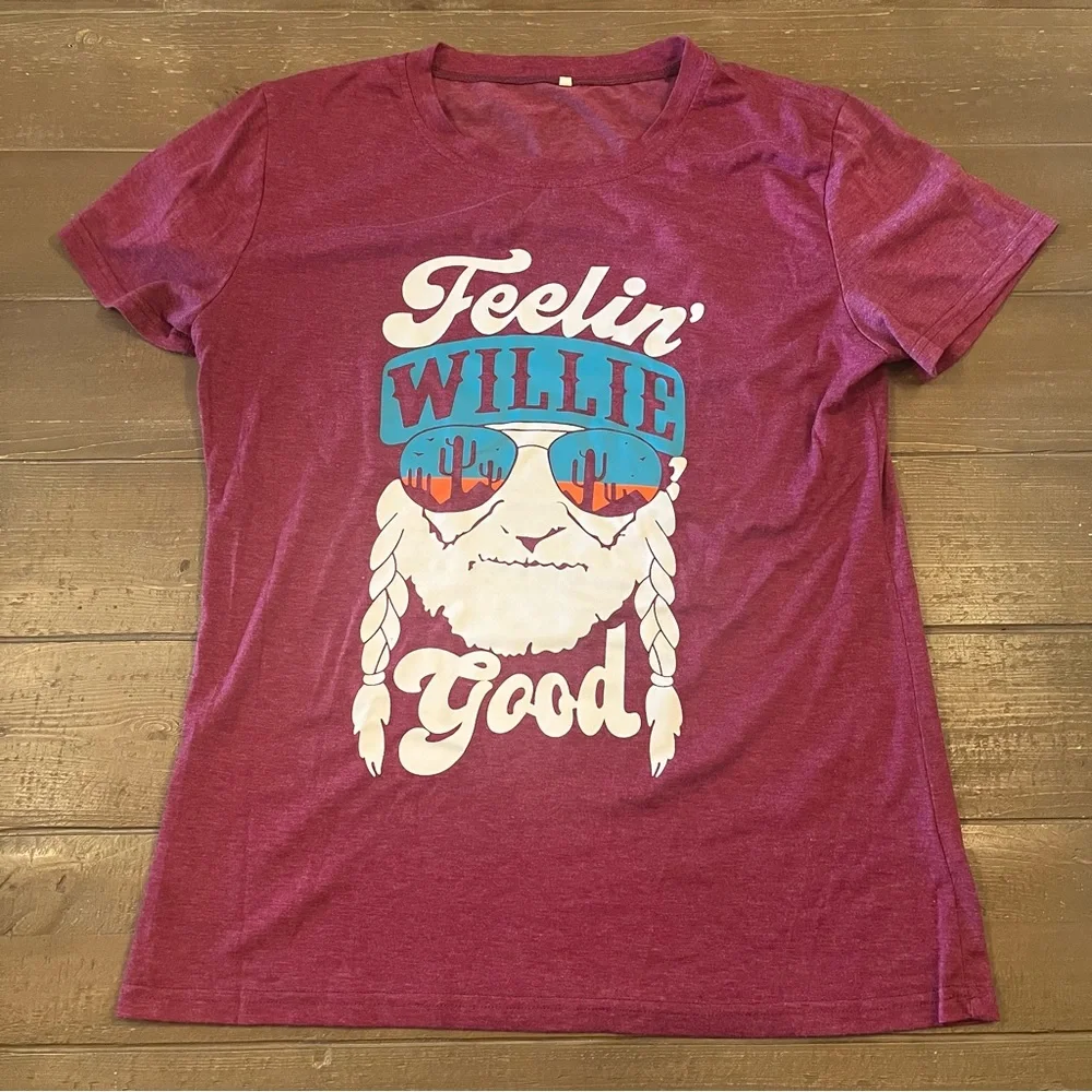 *SOLD* Feelin’ Willie Good Willie Nelson T-shirt - Picture 1 of 8